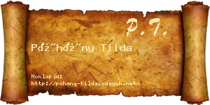 Páhány Tilda névjegykártya